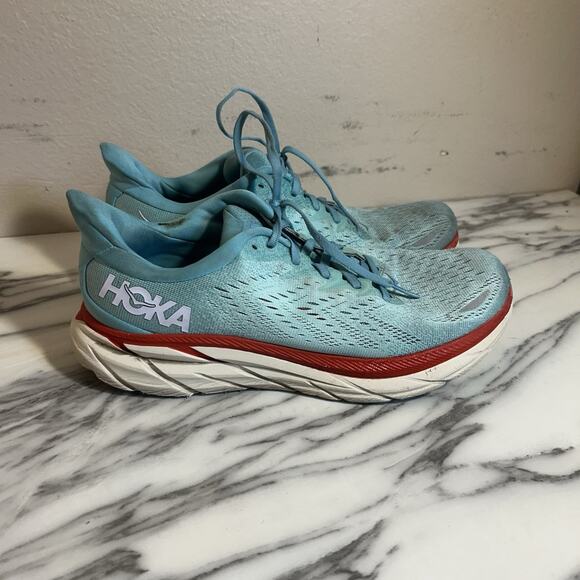Hoka One One Womens Clifton 8 Blue Running Shoes Sneakers Size 9.5B - Picture 1 of 11